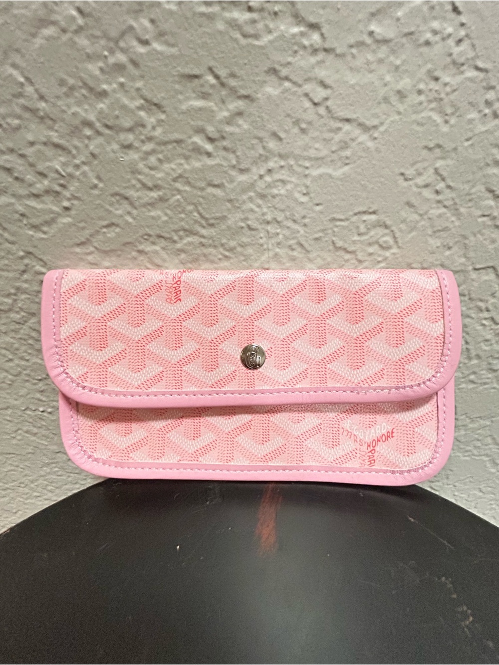 Goyard Pink Patterned Snap-Flap Clutch